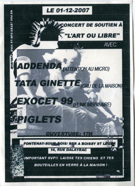 Concert de soutien le 01 décembre 2007 à Fontenay-sous-Bois (94)