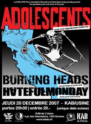 The Adolescents au KAB de l'Usine le 20 décembre 2007 à Genève (CH)