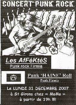 Les Affektés + Punk Haine Roll Chez Momo le 31 décembre 2007 à Saint-Girons (09)
