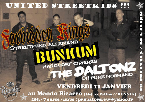 Concert Street Punk au Mondo Bizarro le 11 janvier 2008 à Rennes (35)