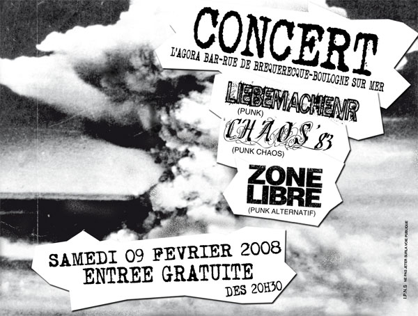 Chaos 83 + Zone Libre à l'Agora bar le 09 février 2008 à Boulogne-sur-Mer (62)