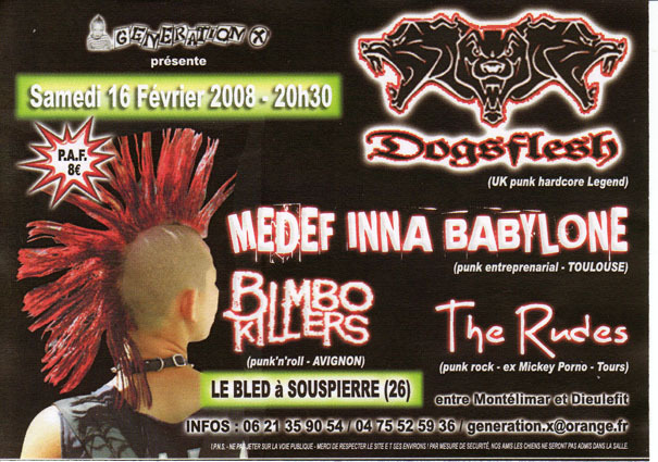 Concert punk avec Dogsflesh, Medef Inna Babylone, Bimbo Killers et The Rudes