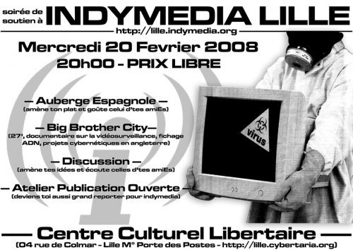 Soirée de soutien à Indymédia au CCL le 20 février 2008 à Lille (59)