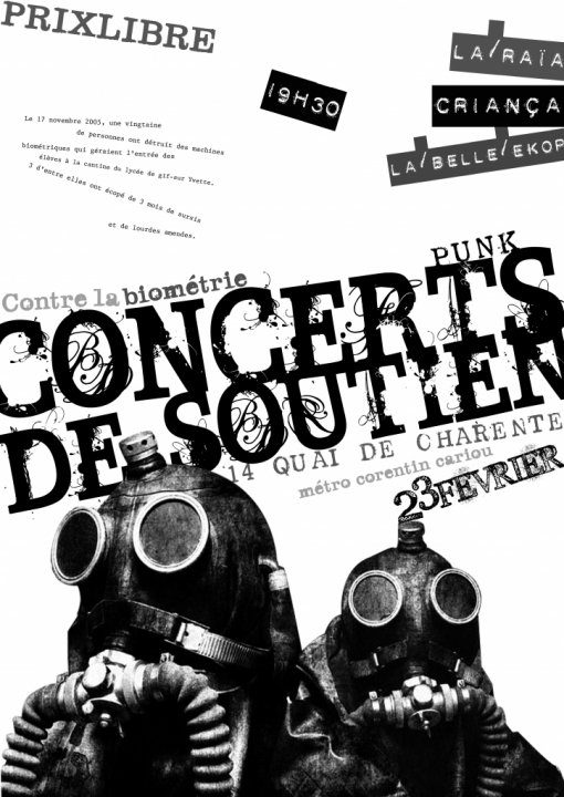 Concert de soutien aux inculpé-e-s de la biométrie le 23 février 2008 à Paris (75)