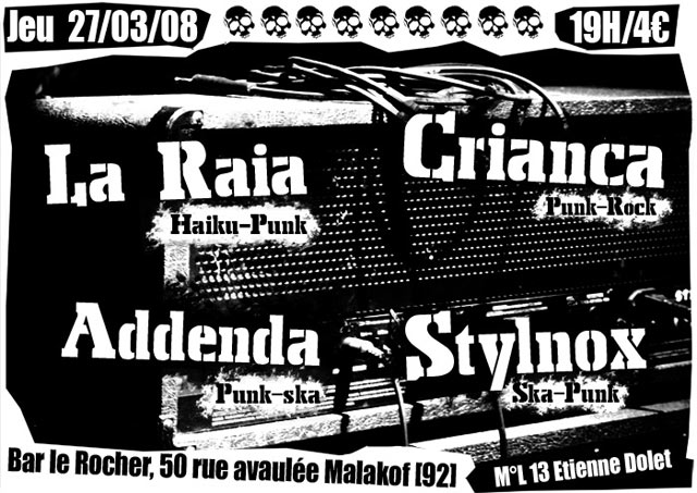 Concert Punk au Rocher le 27 mars 2008 à Malakoff (92)