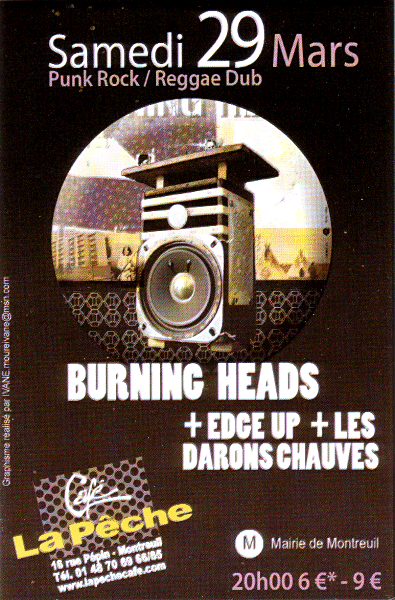 Concert Punk Rock Reggae Dub à la Pêche le 29 mars 2008 à Montreuil (93)