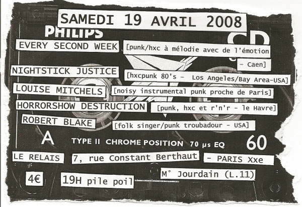 Concert Punk Hardcore au Relais le 19 avril 2008 à Paris (75)