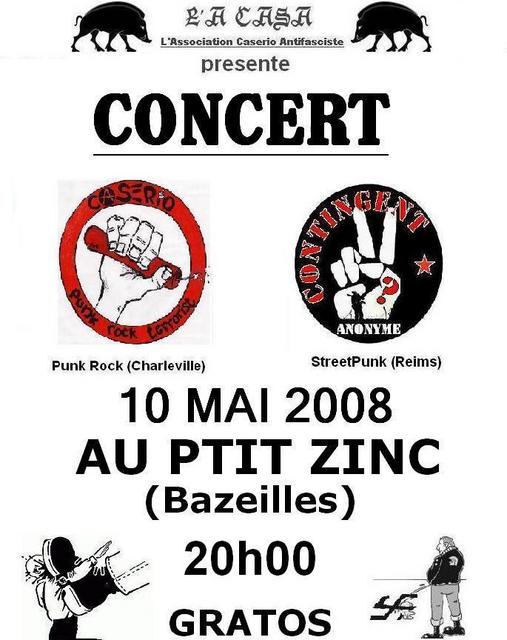 Concert Punk au P'tit Zinc le 10 mai 2008 à Bazeilles (08)
