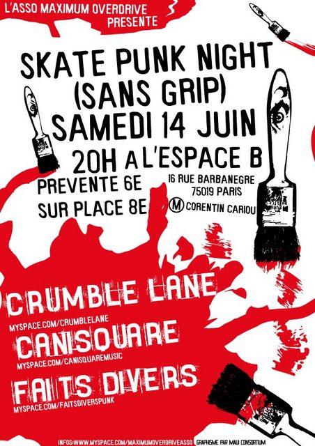 Skate Punk Night à l'Espace B le 14 juin 2008 à Paris (75)