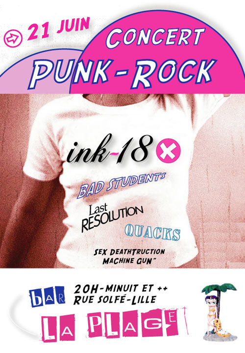 Concert Punk Rock au Bar de la Plage le 21 juin 2008 à Lille (59)
