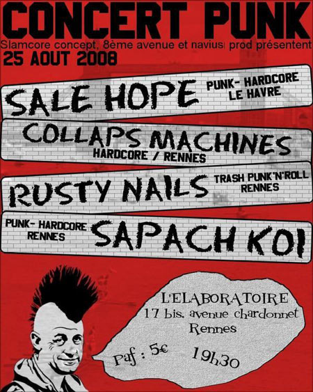 Concert Punk Hardcore à l'Élaboratoire le 25 août 2008 à Rennes (35)