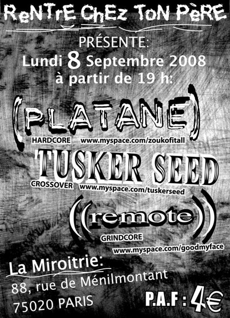 Concert Hardcore à la Miroiterie le 08 septembre 2008 à Paris (75)