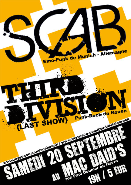 Scab + Third Division au Mac Daid's le 20 septembre 2008 à Le Havre (76)