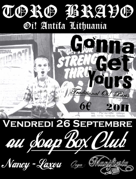 Concert Oi! au Soap Box Club le 26 septembre 2008 à Laxou (54)