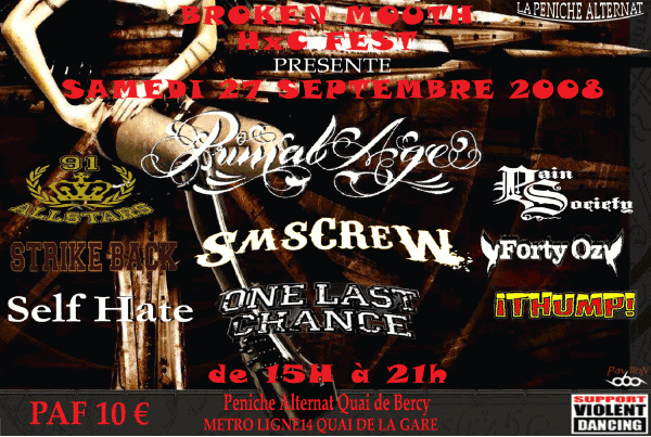 Broken Mouth HxC Fest à la Péniche Alternat' le 27 septembre 2008 à Paris (75)