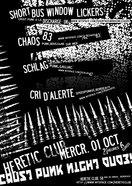 Soirée Crust Punk à l'Heretic le 01 octobre 2008 à Bordeaux (33)