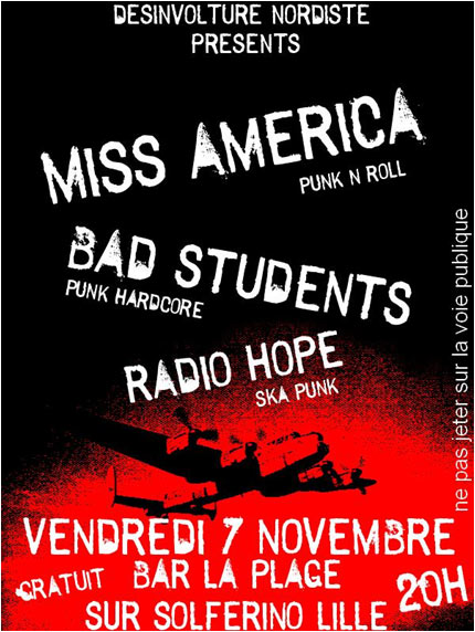 Concert  Punk au bar La Plage le 07 novembre 2008 à Lille (59)