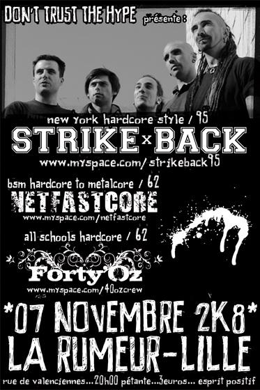 Concert Hardcore à la Rumeur le 07 novembre 2008 à Lille (59)