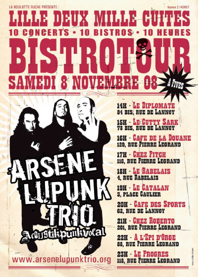 Le Bistrotour d'Arsene Lupunk Trio le 08 novembre 2008 à Lille (59)