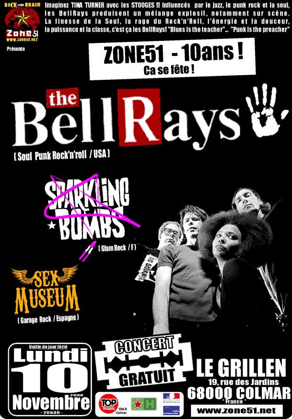 The Bellrays + Sparkling Bombs + Sex Museum au Grillen le 10 novembre 2008 à Colmar (68)