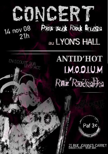 Concert Pop Punk Rock Grunge au Lyon's Hall le 14 novembre 2008 à Lyon (69)