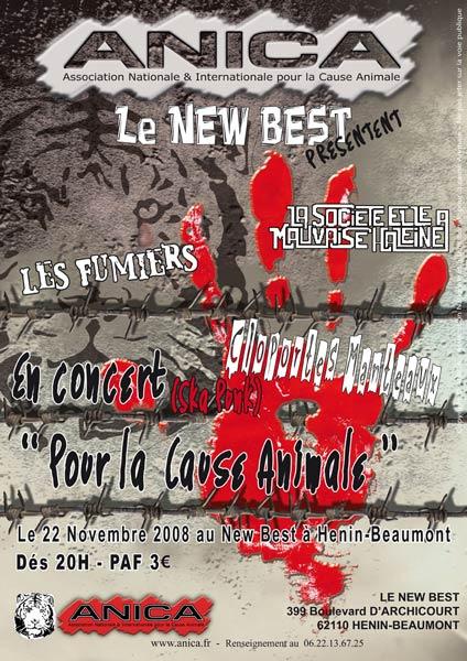 Concert de soutien à l'ANICA au New Best le 22 novembre 2008 à Hénin-Beaumont (62)