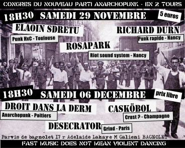Concert Anarchopunk au Parvis de Bagnolet le 06 décembre 2008 à Bagnolet (93)