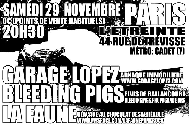 Concert Punk à l'Etreinte le 29 novembre 2008 à Paris (75)