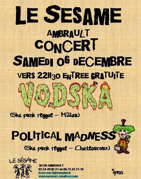 Concert Ska Punk Reggae au Sésame le 06 décembre 2008 à Ambrault (36)