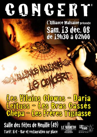 Concert de l'Alliance Malsaine le 13 décembre 2008 à Neuillé (49)