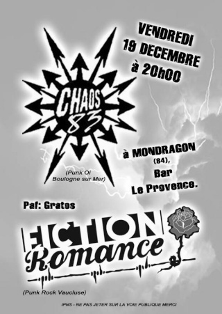 Chaos 83 + Fiction Romance au bar Le Provence le 19 décembre 2008 à Mondragon (84)
