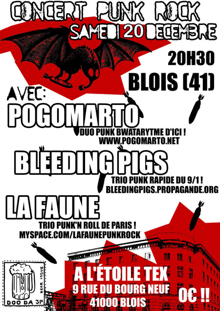 pogomarto + la faune + bleeding pigs le 20 décembre 2008 à Blois (41)
