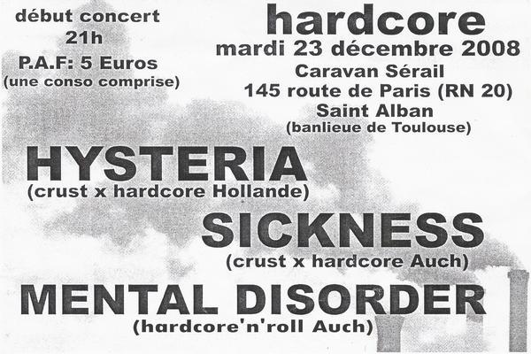 Concert Hardcore au Caravan Sérail le 23 décembre 2008 à Fenouillet (31)