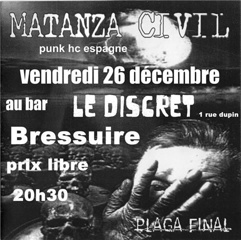 Matanza Civil au bar le Discret le 26 décembre 2008 à Bressuire (79)