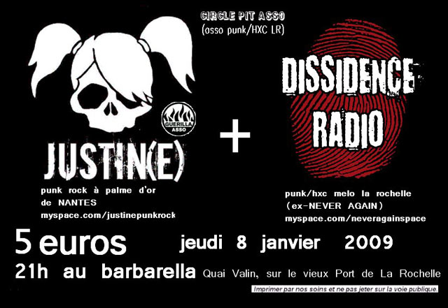 Justin(e) + Dissidence Radio au Barbarella le 08 janvier 2009 à La Rochelle (17)