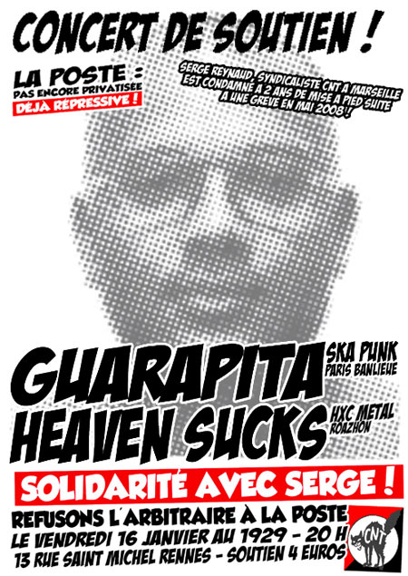 Solidarité avec Serge au 1929 le 16 janvier 2009 à Rennes (35)