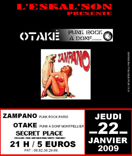 Zampano à la Secret Place le 22 janvier 2009 à Saint-Jean-de-Vedas (34)