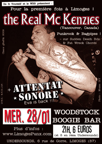 The Real McKenzies au Woodstock Boogie Bar le 28 janvier 2009 à Limoges (87)