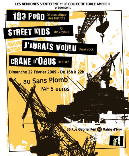 Concert Oi! au Sans Plomb le 22 février 2009 à Ivry-sur-Seine (94)