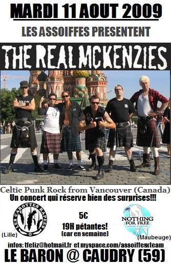 The Real McKenzies + Les Carottes Rapées + Nothing For Free le 11 août 2009 à Caudry (59)