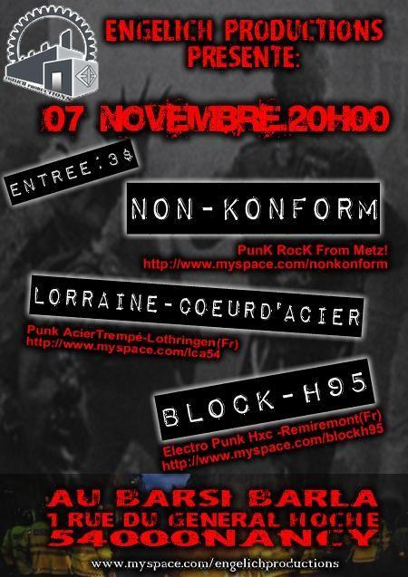 Non-Konform + Lorraine Coeur d'Acier + Block-H95 au Barsi Barla le 07 novembre 2009 à Nancy (54)