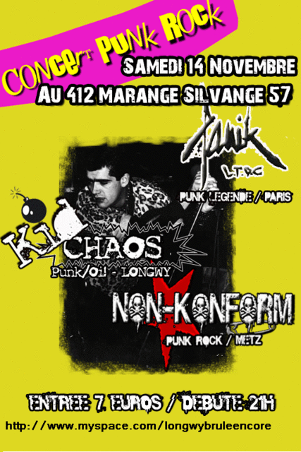 Concert Punk Rock au 412 le 14 novembre 2009 à Marange-Silvange (57)
