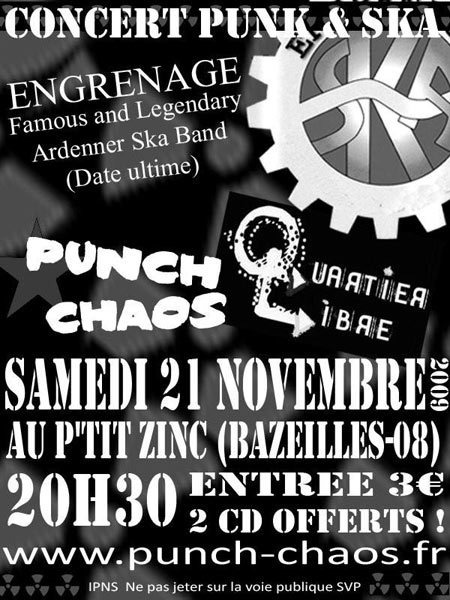 Concert d'adieu d'Engrenage au P'tit Zinc le 21 novembre 2009 à Bazeilles (08)