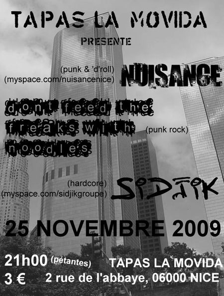 Concert Punk Rock Hardcore au Tapas La Movida le 25 novembre 2009 à Nice (06)