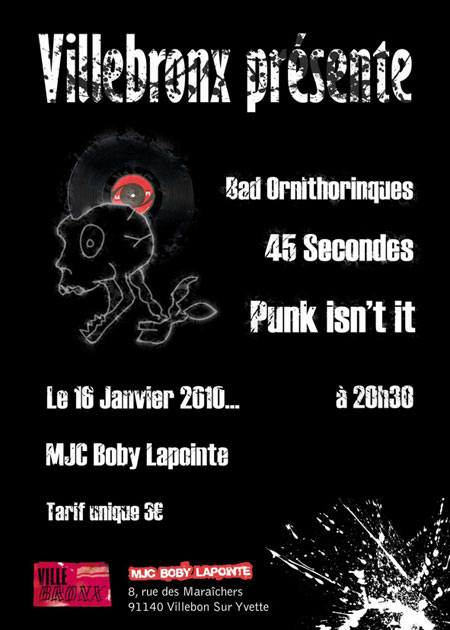 Concert Punk à la MJC Boby Lapointe le 16 janvier 2010 à Villebon-sur-Yvette (91)