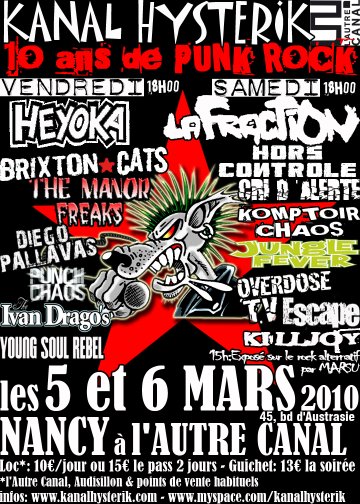 Kanal Hysterik fête 10 ans de Punk Rock le 05 mars 2010 à Nancy (54)