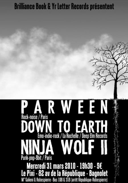 Parween + Down To Earth + Ninja Wolf II au Pixi le 31 mars 2010 à Bagnolet (93)