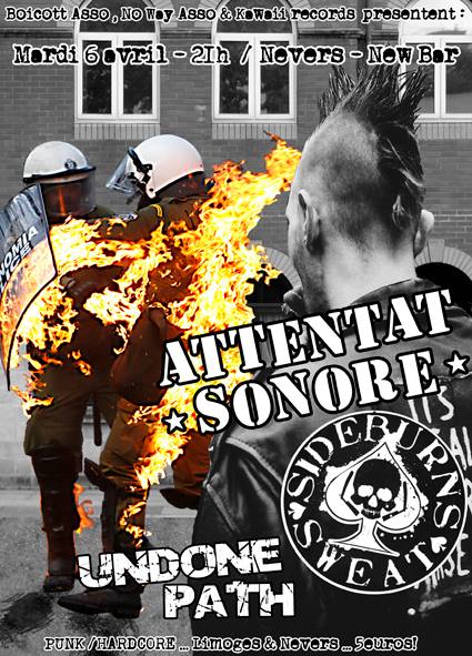 Attentat Sonore + Sideburns Sweat + Undone Path au New Bar le 06 avril 2010 à Nevers (58)