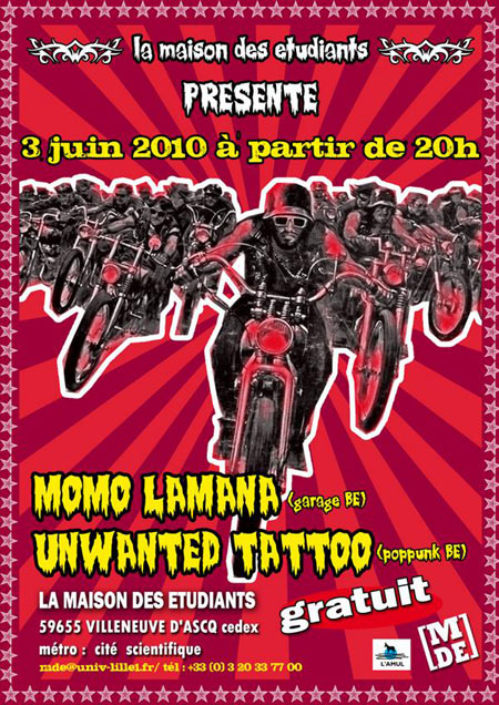 Momo Lamana + Unwanted Tattoo à l'Espace Culture le 03 juin 2010 à Villeneuve-d'Ascq (59)