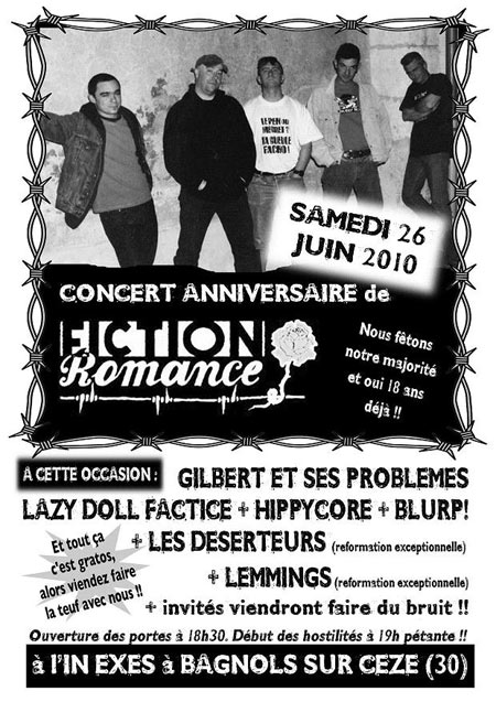 Concert anniversaire - Les 18 ans de Fiction Romance à l'In Exes le 26 juin 2010 à Bagnols-sur-Cèze (30)